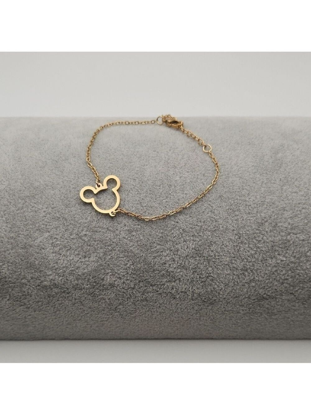 18K Gold Plated Mickey Mouse Silhouette Bracelet – Delicate Minimal Gold Chain